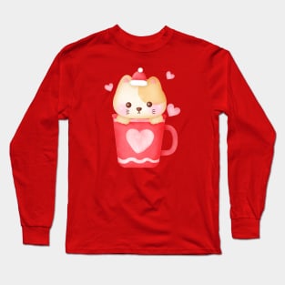 Merry Christmas, Meowy Christmas, cute and adorable Christmas cat. Long Sleeve T-Shirt